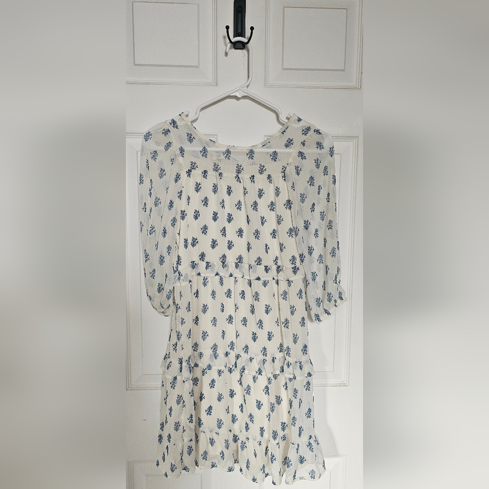 Wonder Nation White and Blue Ruffled Tiered Blouse